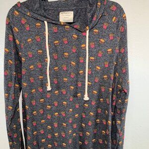 Mens Alpha Beta Hamburger and Fries Hoodie Lightweight Size XL